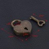 Antique Brass Heart Shape Padlock, Key Lock, Bronze, Padlock, Travel,