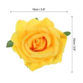 MECCANIXITY 8 Pcs Rose Flower Hair Clips 4 Inch Flower Hair Pins Flower Brooch for Women Hair Accessories Yellow