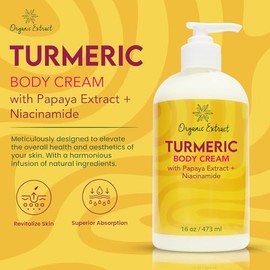 Turmeric Body Cream - 16 fl oz/473 ml - Deep Moisturizing, Hydrating Body Moisturizer Cream for Dry Skin - Helps Relieve & Restore Skin with Turmeric,