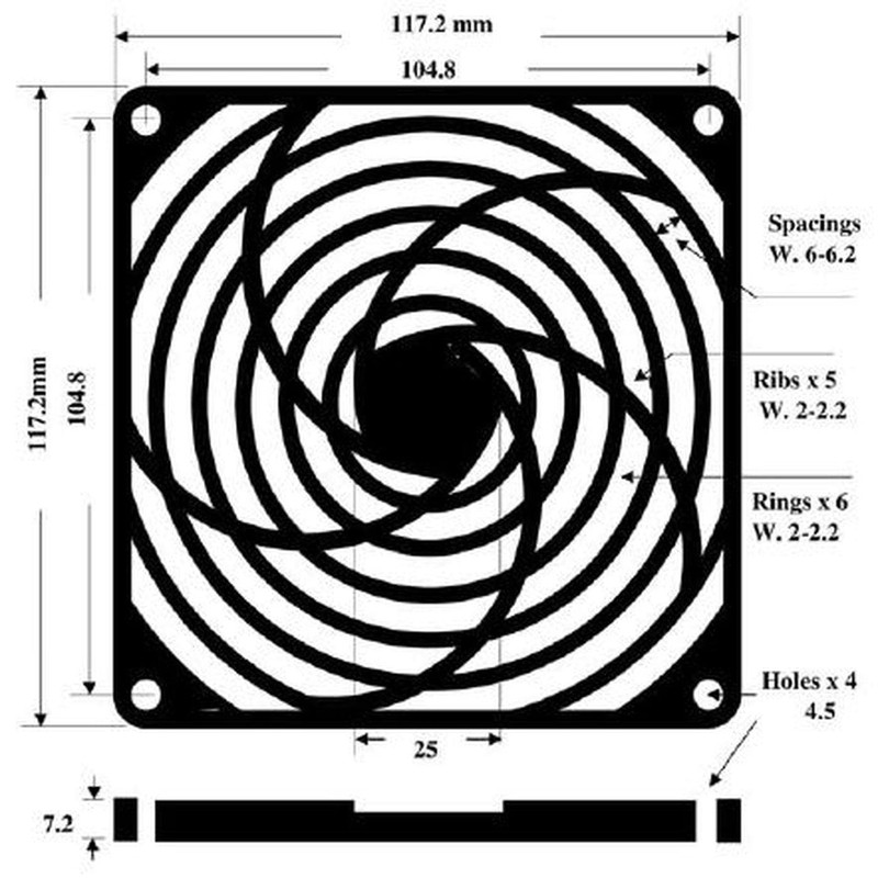 Fan Grille + Dust Filter 120 x 120 mm 30ppi