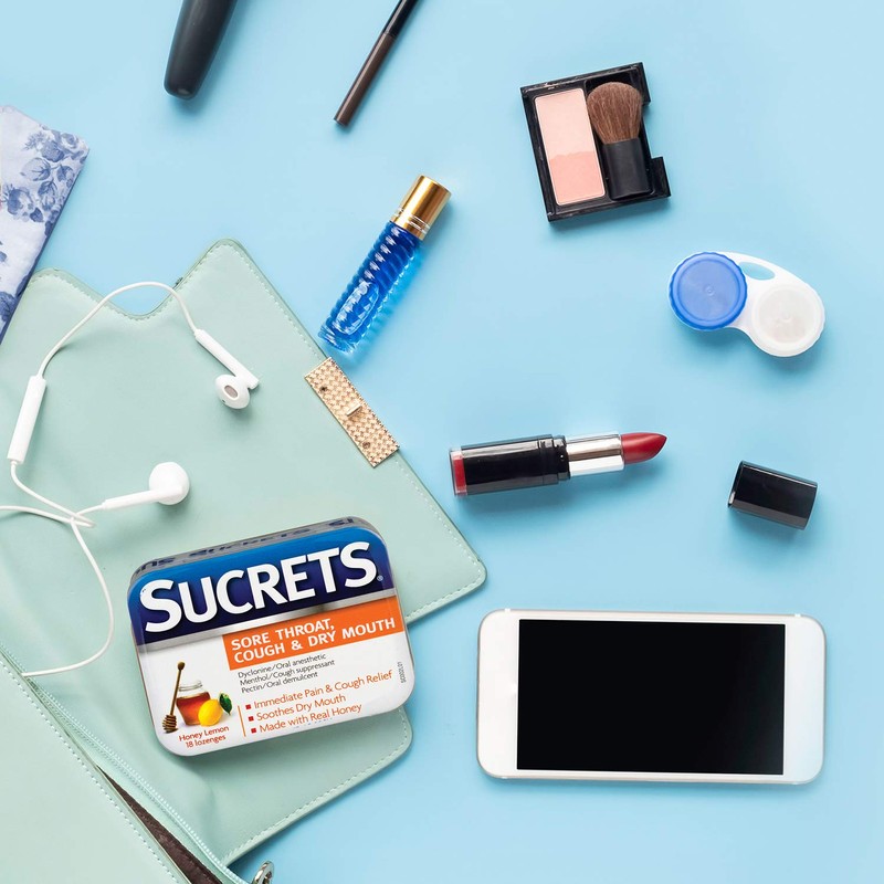 Sucrets Sucrets Sore Throat & Cough Lozenges, Honey Lemon, 18