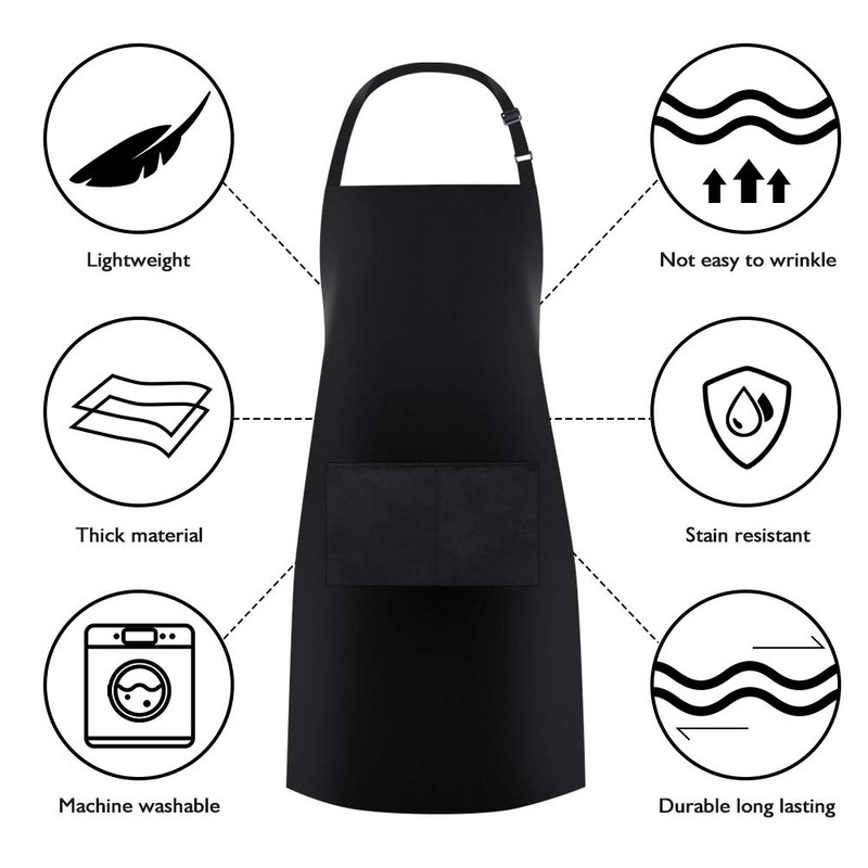 Jubatus 4 Pack Bib Aprons with 2 Pockets Cooking Chef