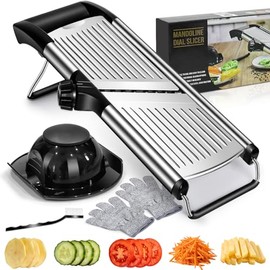 MASTERTOP - Cortador de Alimentos con Mandolina Ajustable, Cortador de Verduras Cortador de Frutas, Mandolina de Cocina de Acero Inoxidab...