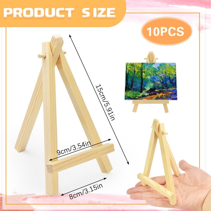 QINERSAW 10 Stück Mini Staffelei Holz Fotohalter Kartenhalter Memohalter Platzkartenhalter