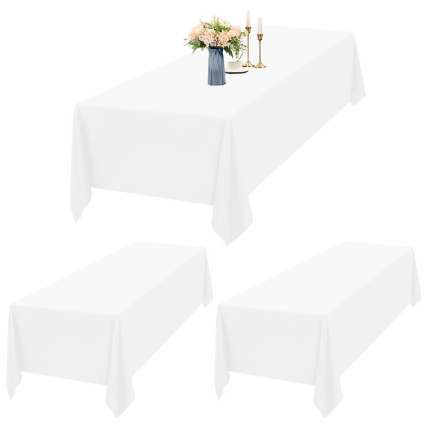 Teruntrue 2 Packs White Tablecloths Rectangle 153 x 260 cm,