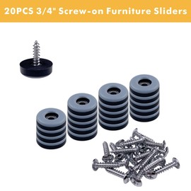 WIZARD SLIDERS 20PCS 3/4" Furniture Sliders, Real PTFE Screw on Chair Glides Sliders for Carpeted & Hardwood Floors, Furniture Pads Protectors for Wooden Furniture Foot Legs, Table Sofa Cabinet