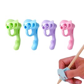 Yzxluhhh 4pc Pencil Grips for Kids Handwriting - Ergonomic Finger Grip with Case, Soft Writing Aid for Children Preschoolers Adults, Ideal for Classroom Home Use