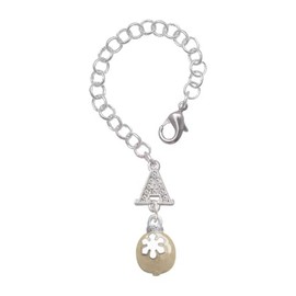 Delight Jewelry Goldtone Ornament with White Snowflake - Silvertone Crystal Initial Charm Accessory for Tumblers and Thermal Cups