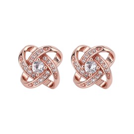A Pair of Women's Earrings, Rose Gold Earrings, Rose Earrings, Cubic Zirconia Earrings, Hypoallergenic Earrings, For Ladies and Girls, Suitable for Weddings and Anniversaries