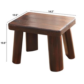 SINOBEST Wooden Stool, Rectangular Bedside Step Stool, Step Ladder for Kitchen & Bathroom, Foot Rest Stool Under Desk, Super Sturdy Hold Up to 500 LBS (14.2"x10.6"x10.6")