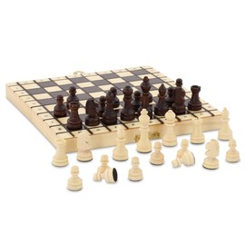 Chess Game Chess Board Wood High Quality 20 x 20 cm - Chess Board Set Foldable with Chess Pieces Large for Children and Adults