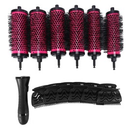 Roundsky 6 Pieces/Set 3 Sizes Removable Curl Curler Brush with Positioning Clips Aluminium Ceramic Curler Comb Hairdresser