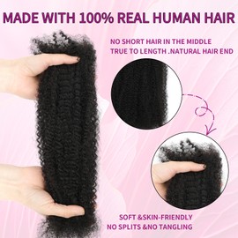 Geogroket Afro Kinkys Bulk Human Hair for Permanent Micro Locs/Twists/Braids/Repair 4C Afro Kinky Curly Bulk Human Hair Can Dye and Bleach Natural Black 18 Inch
