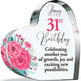 31st Birthday Gifts for Women - New Possibilities - Acrylic Heart Plaque Keepsake Gift for 31 Year Old Woman Her, 100mm x 100mm Present For Family Best Friends Bestie Gifts