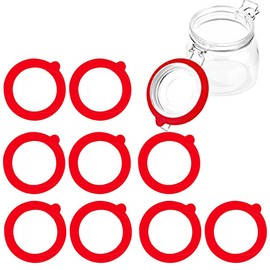 Silicone Replacement Gasket, Airtight Rubber Seals Rings for Mason Jar Lids, Leak-Proof Canning Silicone Fitting Seals for Glass Clip Top Jars (Red, 10pcs)