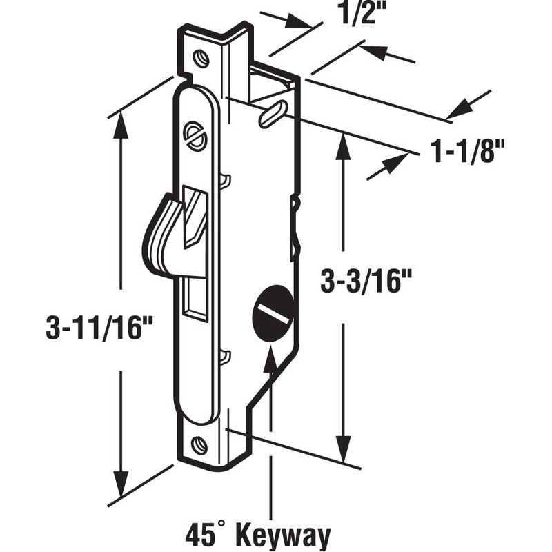 Prime-Line E 2121 Mortise Lock - Adjustable, Spring-Loaded Hook Latch