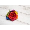 Ooki 25 Handmade Artificial Silk Rainbow Rose Heads Bridesmaid Flower