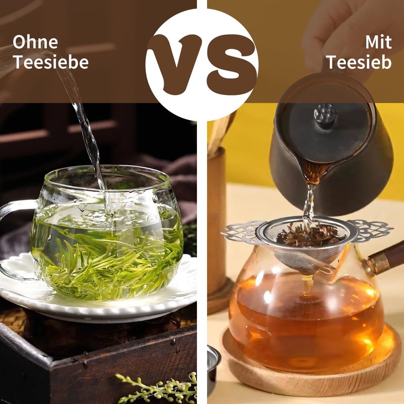 Pretwad Fine Mesh Tea Strainer with Bowl, 2 Pack Stainless