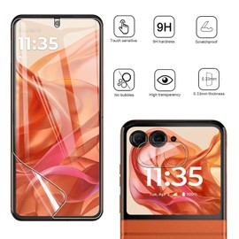 KZIOACSH Screen Protector for Motorola Razr 50, [2+2+2 Pack] Full Coverage Flexible TPU Elastic Screen Protector Cover HD Clear Anti-Scratch Self-Healing Back Protective Film with Camera Lens Cover