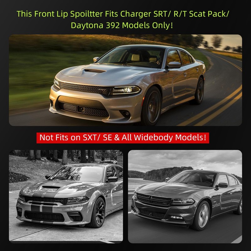 Femibon Front Bumper Lip Splitter Spoiler Compatible with Dodge Charger