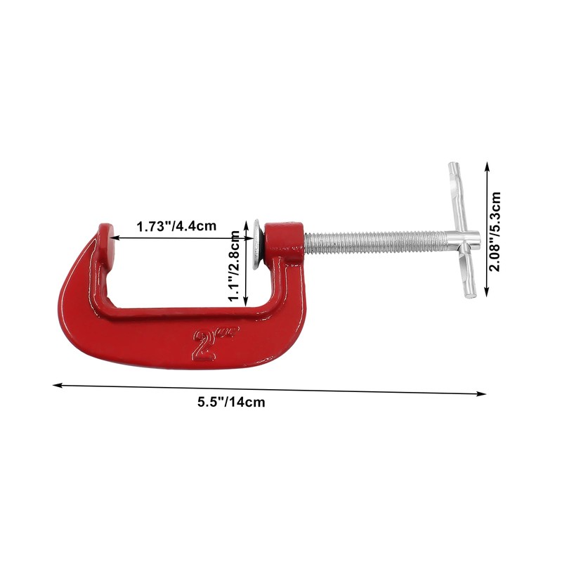 Unlorspy 6Pcs Red C Clamp Set 2 Inch Heavy Duty