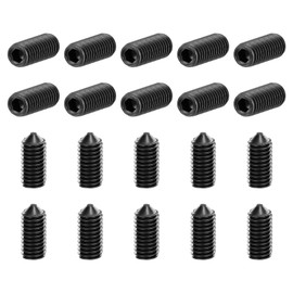 uxcell 20Pcs Set Screws M8x16mm Carbon Steel Cone Point Hex Socket Grub Screws for Machinery, Home Repairs, and Fixtures Black