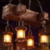 Farmhouse Lighting Industrial Rustic Wood Linear Island Pendant Light Chandelier