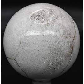 2.4" 270g White Scolecite Sphere Polished Natural Zeolite Gemstone Crystal Mineral Specimen Ball - India + Stand