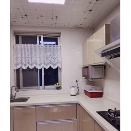 Yaland Net Curtains Transparent with Embroidery Short Curtains Country House Style Lace Vintage Curtains White (W x H 150 x 90 cm) Pack of 1