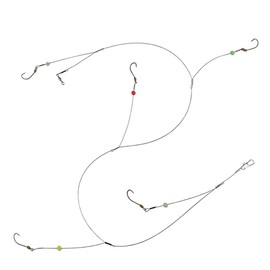 Dyxssm Fishing Hook Line Stainless Steel, Fishing Rigs Wire Leader with Rolling Swivel and Barb Hooks (Type-C: 5 Hooks rig, 12#)