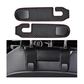 JNNJ Pack of 2 Automotive Storage Bag Hooks, Universal Hidden Leather Car Handbag Hooks, Universal Car Back Seat Headrest Hanger for Handbag (Carbon Fibre)