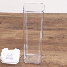 Fuji Boeki 47753 Storage Container, Canister, Width 3.9 x Depth 3.9 x Height 11.8 inches (10 x 10 x 30 cm), White, 5.9 fl oz (1,700 ml), Lockable, Stackable