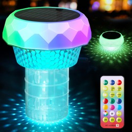 Timissu Pool Chlorine Float, Pool Dosing Float with Colourful Solar Light, Floating Chlorine Dispenser for 3 Inch Chlorine, Solar Pool Chlorine Dispenser, Chlorine Float for Swimming Pool, Hot Tub