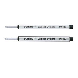 Schmidt: Medium Capless P8127 Rollerball Refill, Black Ink, Pack of 2.