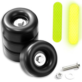 2.5" Round Rubber Trailer Bumpers Compatible with Truck Ramp Door Cargo Hatch Generators, Pressure Washers, Air Compressors, Pumps Rubber Bump Stops - 4-Pack (with Screw kit and Reflective Stickers)