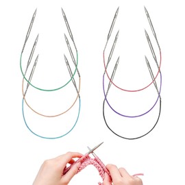 SwirlColor Circular Knitting Needles Set 6Pcs, 40cm/15.7inch Stainless Steel Round Knitting Needles Double Pointed Knitting Needles for Socks Hats Gloves