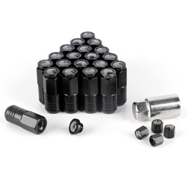 YeshineAuto M12x1.5 Lug Nuts 20pcs with American Flag End Cap Compatible with Chevy Impala Honda Accord CRV Civic Ford Focus Wheel（Black）