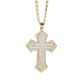 Giffor Crystal Religious 14K Gold Guadalupe Necklace For Women Oro.Laminado Chains De La Virgen De Mary 22' (Cross, White)