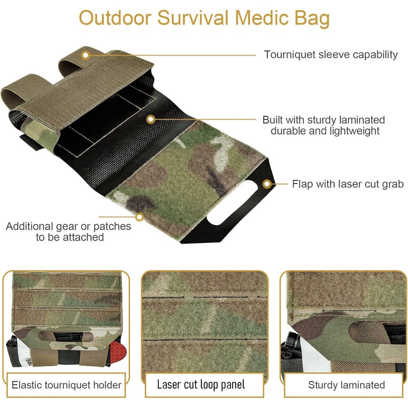 PETAC GEAR Tactical Ifak Pouch,Molle First Aid Micro Trauma Kit