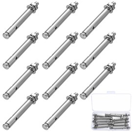 11 Pcs M8 Expansion Bolts, M8x80mm Heavy Duty Wall Anchor Bolts, Stainless Steel Expansion Screw Bolts, Expansion Sleeve Anchor Bolts Screws, Expanding Concrete Bolts for Concrete Brick Wall Fixings