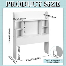 Cinnvoice Twin Size Headboard Only with Bookcase Storage Wooden Twin XL Dorm Head Board in White for Dorm College Bedroom
