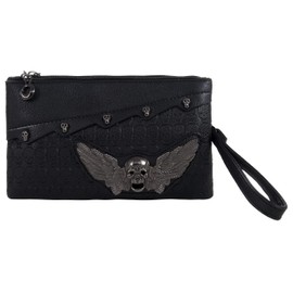 Gothic Skull Wing Ladies Handbag Clutch Evening Handbag | Backpack Rucksack Steam | Steam Punk Rock Goth GOTHX | School College PU Leather Bag