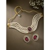 Aheli Kundan Pearl Gargantilla de cuentas de varias capas Pendientes