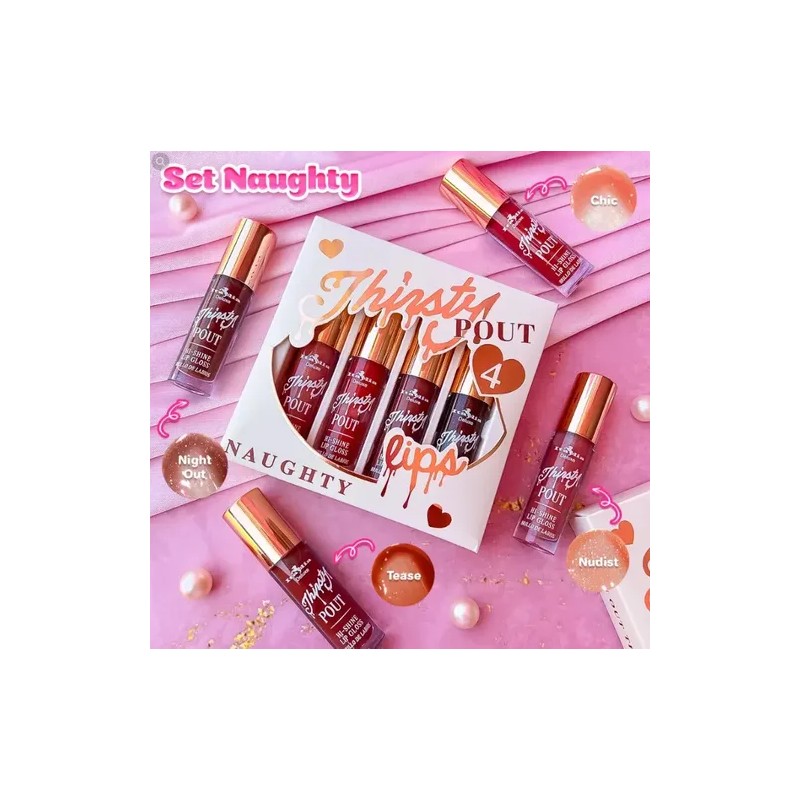 Italia Deluxe Set Gloss Labiales Thirsty Pout Hi Shine 4