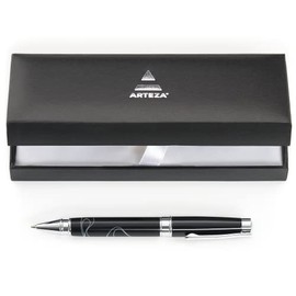 Arteza Ballpoint Pen Gift Set, Black Ink, Silver & Metal Pen, Office Writing Supplies for Graduates, Professors, and Professionals