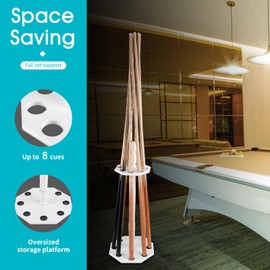 HMQQ Pool Stick Holder/Pool Cue Rack (White, Floor Stand)