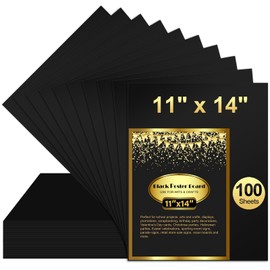 100 Pcs Black Poster Board Paper 11x14, ROOKEA Vision Boards Posterboard Bulk for School Projects Classroom Arts Craft Presentations Drawing Scrapbooking Blank Graphic Display