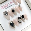 Gorgeous Chic Black Rose Handmade Nail Tips - Short Ballerina