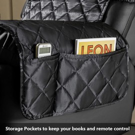 STONECREST Cooling Recliner Chair Cover - Silky Satin Recliner Cover, Recliner Slipcover Stay in Place (Black, Recliner 25" Regular)