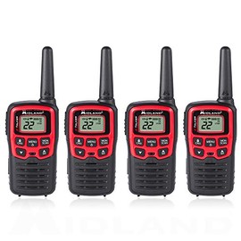 Midland T31VP 22 Channel FRS Walkie Talkie - Up to 26 Mile Range Two-Way Radio - Red/Black (Pack of 4)
